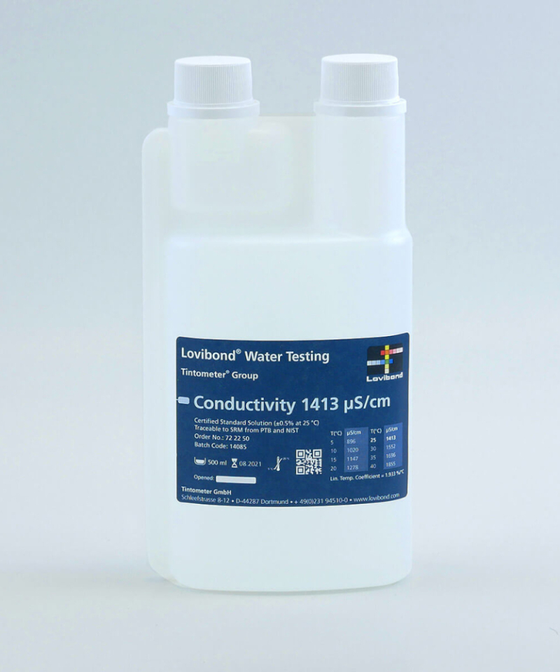 Soluzione di regolazione 1413 μS/cm, 500 ml, tracciabile fino a N.I.S.S.T